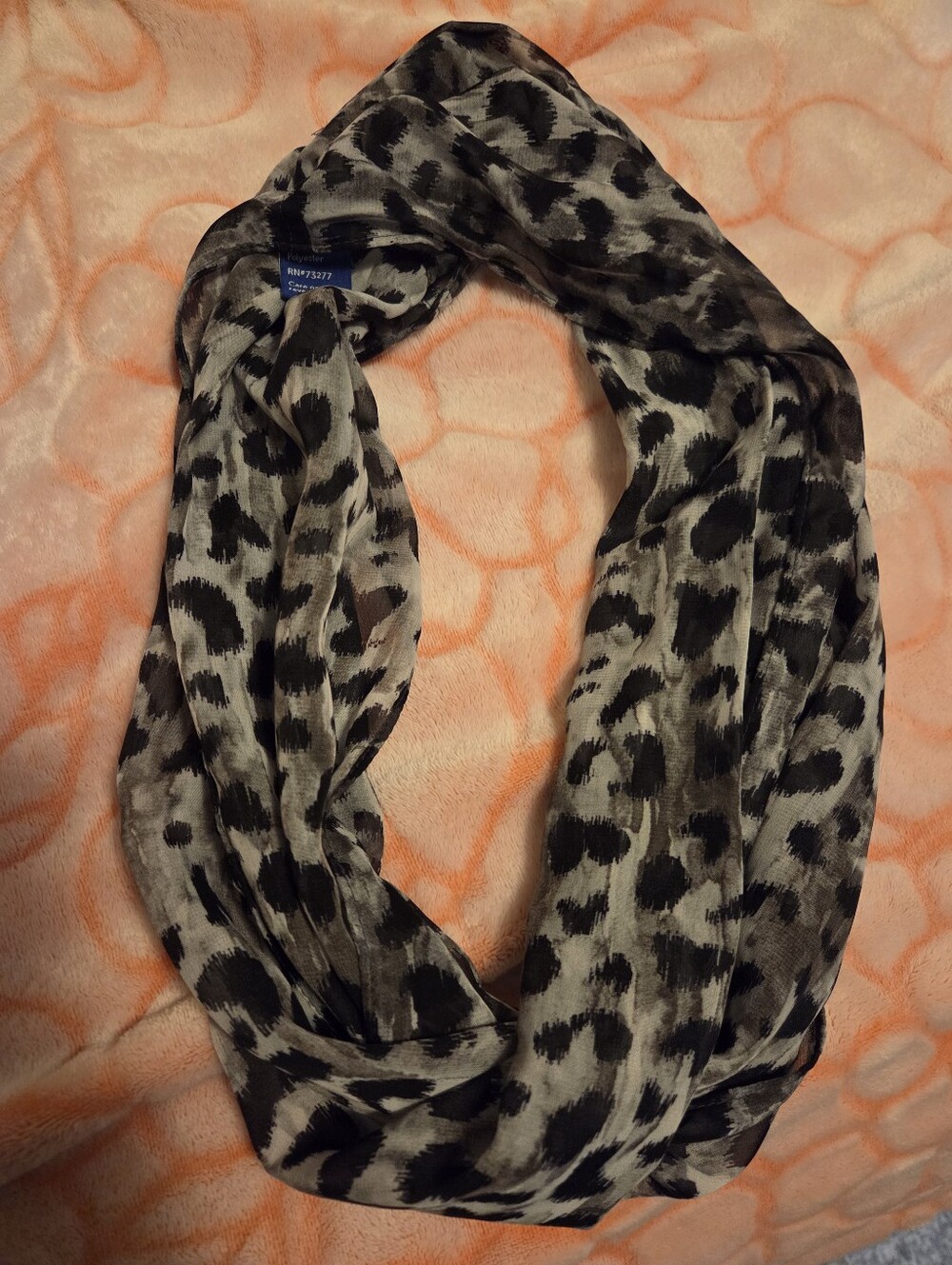 Leopard Print Infinity Scarf - Black & Gray